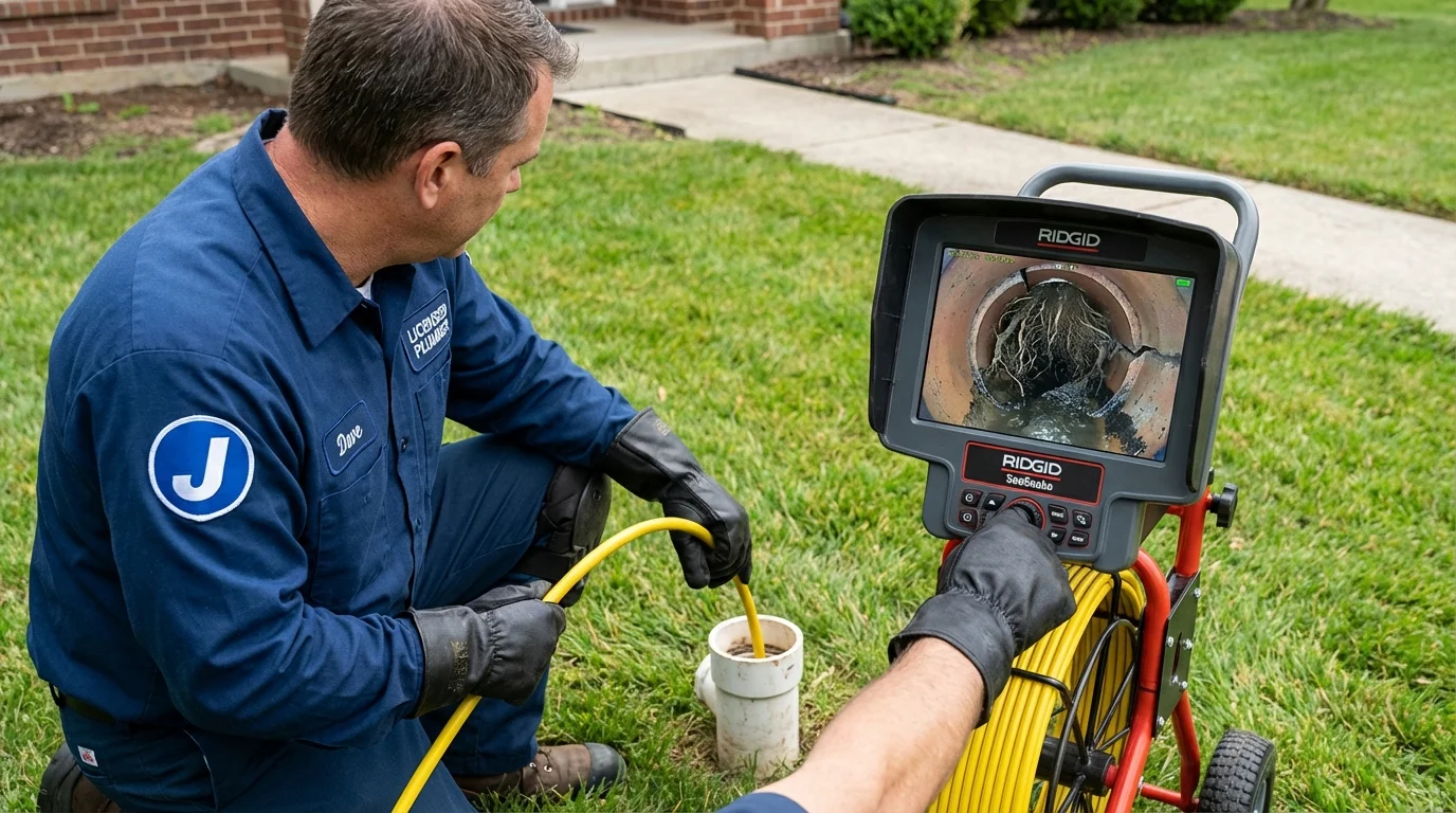 Sewer camera inspection being performed by Johns Plumbing LLC in East Setauket